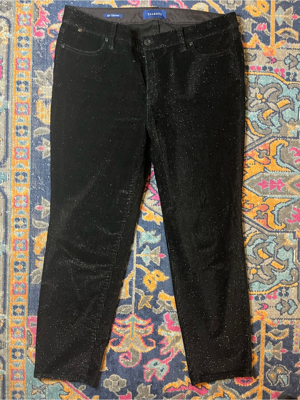 Talbots Black Sparkle Slim Ankle Corduroy